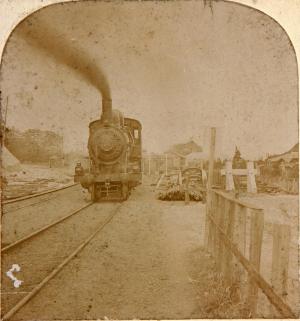 写真　蒸気機関車と栗橋停車場