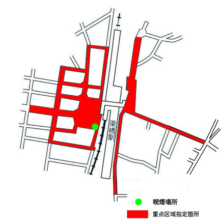 地図：栗橋駅周辺路上喫煙禁止区域