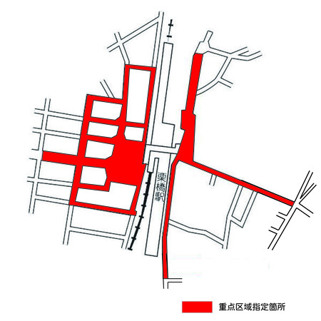 地図：栗橋駅東西駅前とその周辺地図