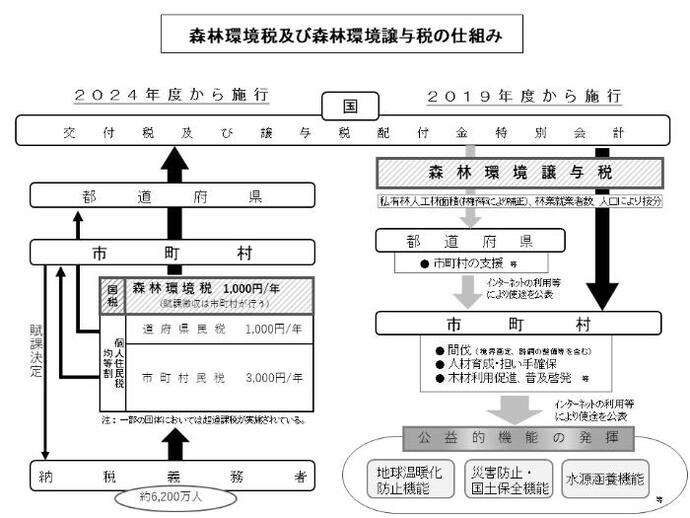 チャート:森林環境税及び森林環境譲与税の仕組み