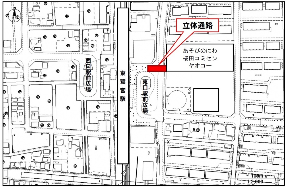 立体地通路の場所を示した案内図