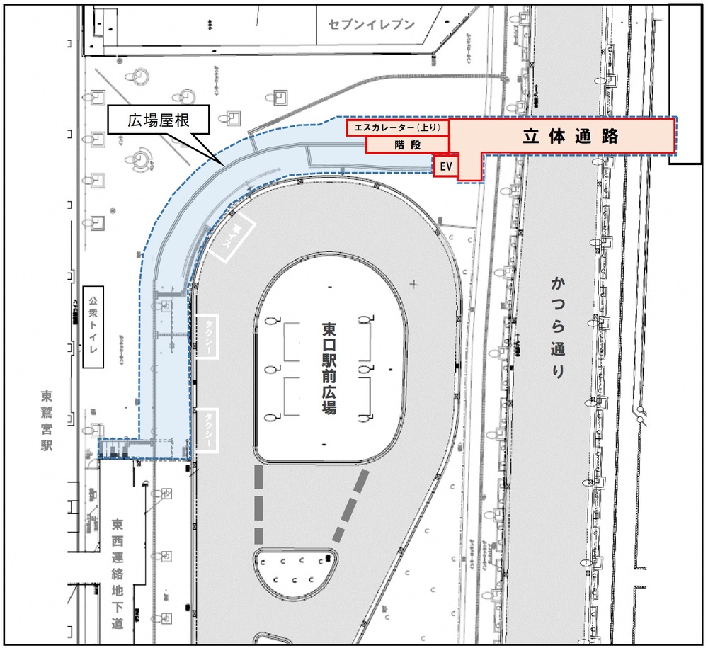 立体通路の広場内の位置を示した位置図