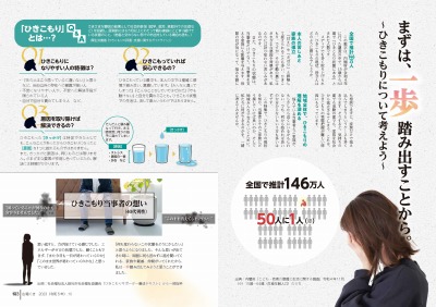 広報の写真：特2から3ページ　まずは一歩踏み出すことから。ひきこもりについて考えよう