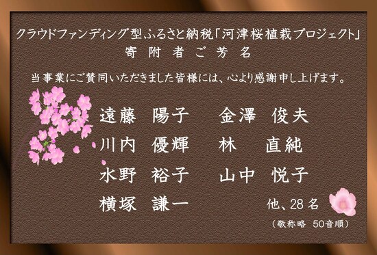 写真：プロジェクト寄附者ご芳名
