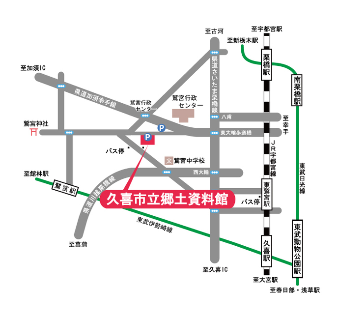 地図：久喜市立郷土資料館位置図