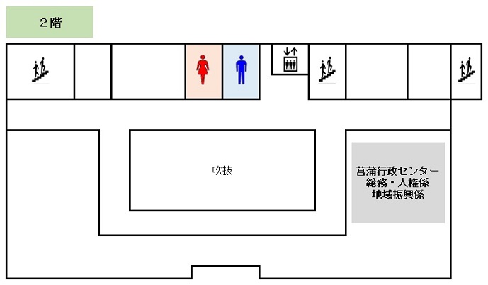 イラスト：菖蒲行政センターの2階フロア図