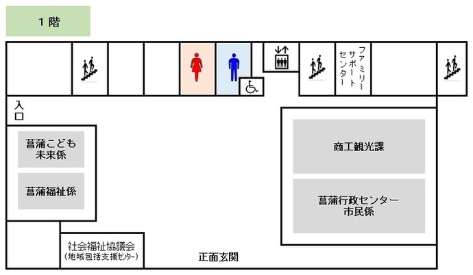 イラスト：菖蒲行政センターの1階フロア図