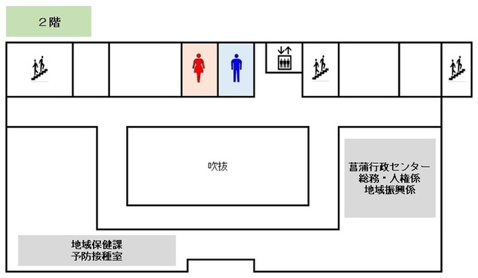 イラスト：菖蒲行政センターの2階フロア図