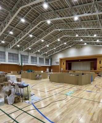 写真：避難所(中学校)の様子