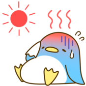 熱中症になりかけているペンギンのイラスト