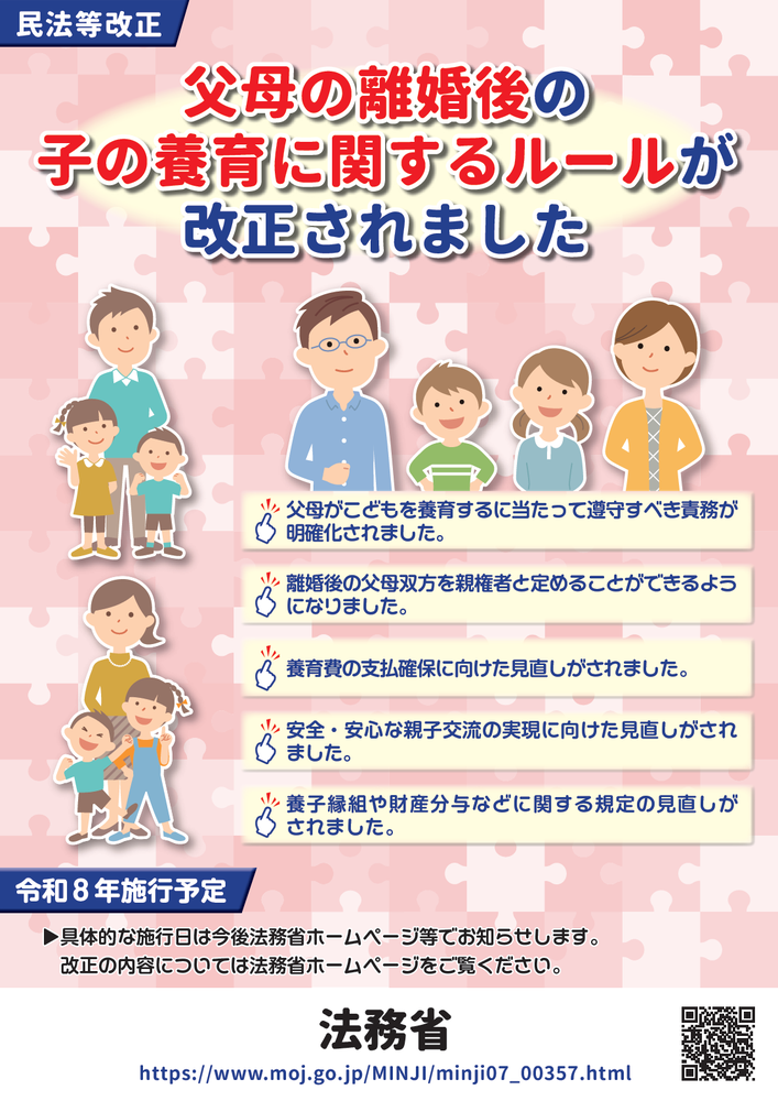  ポスター（父母の離婚後の子の養育に関するルールが改正されました）