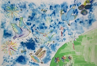 「夜にうかぶ花火」の絵画