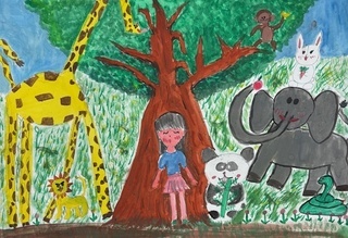 「大すきな動物たちにかこまれて」の画像