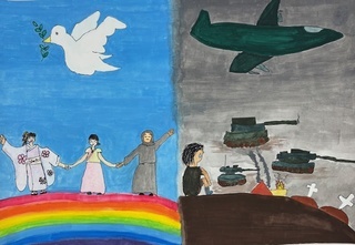 「え顔にさん成戦争反対」の画像