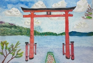 「家族で行った箱根神社の鳥居」の画像