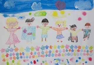 「さべつなく仲よくなれる平和な世界」の画像