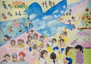 「明るい笑顔は平和への一歩」の画像