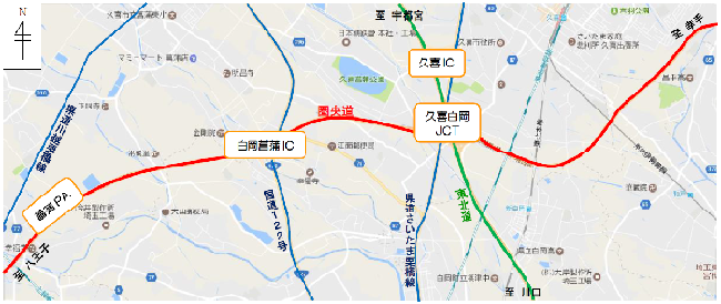 地図:久喜市内の圏央道位置図