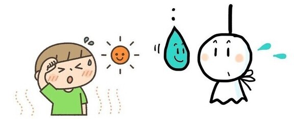 梅雨の晴れ間、子どもが歩く画像